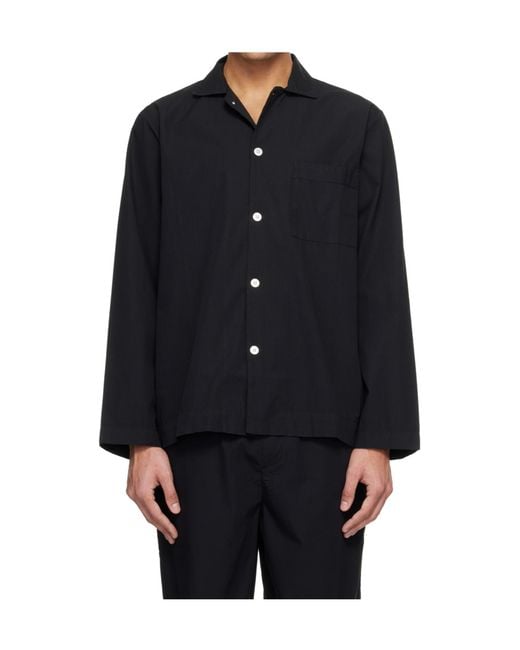 Tekla Blue Collared Pajama Shirt for men