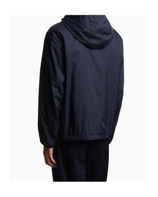Emporio Armani Blue Zip-Up Hooded Jacket for men