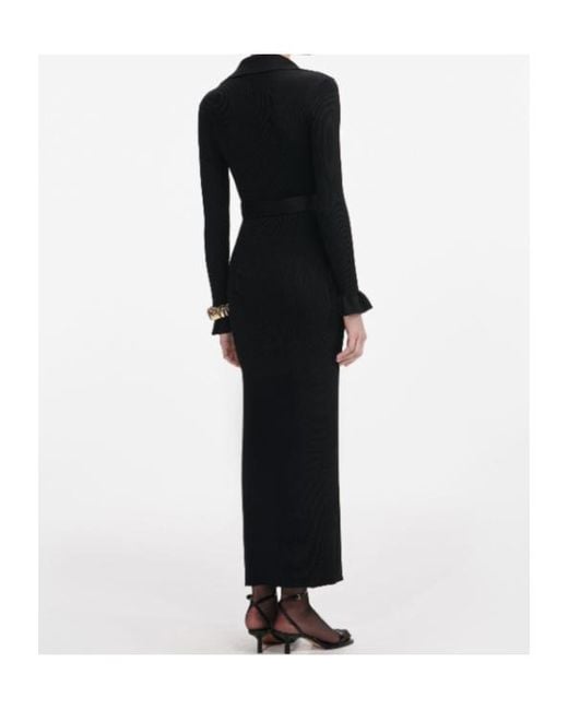 Self-Portrait Black Ribbed Maxi Dress
