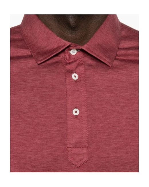 Brunello Cucinelli Red Short-Sleeve Polo Shirt for men