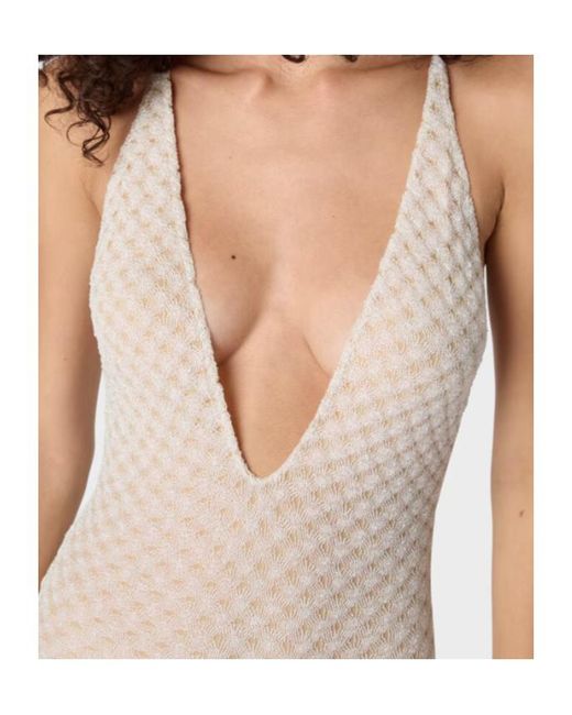 Missoni White One-Piece V-Neck Swimsuit