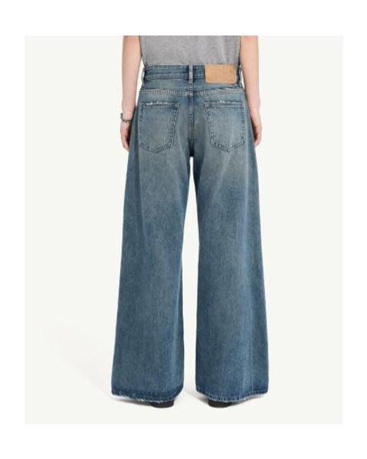 MM6 by Maison Margiela Blue Distressed Wide Leg Jeans