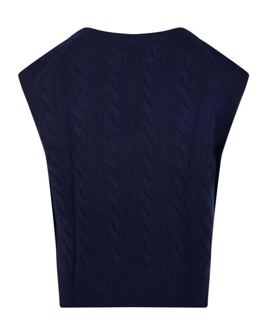 Polo Ralph Lauren Blue Ralph Lauren Cable Knit Sleeveless Knitted Top