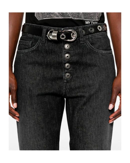 Dondup Gray Koons Button-Fly Turned-Up Jeans