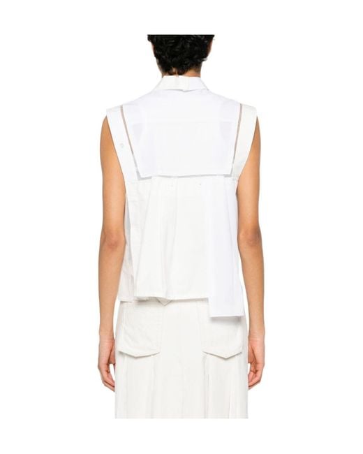 Sacai White Deconstructed Asymmetric Top
