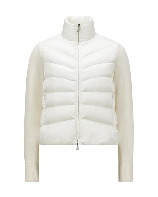 Moncler White Logo Patch Zip-Up Jacket