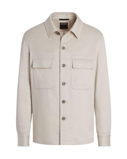 Zegna White Oasi Buttoned Straight Hem Shirt for men