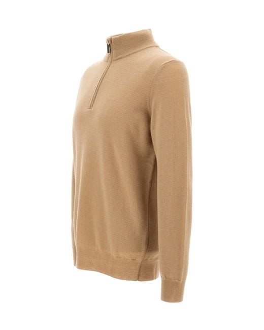 Kangra Cashmere Natural Kangra High Neck Zip Knitwear for men