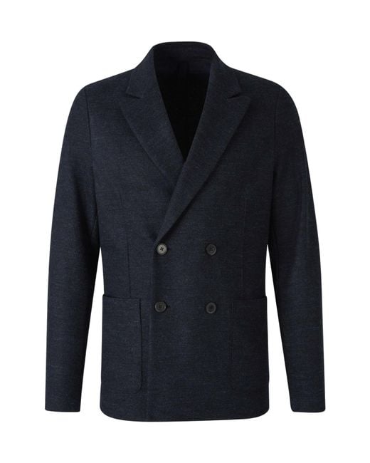 Harris Wharf London Blue Double-Breasted Wool Blazer for men