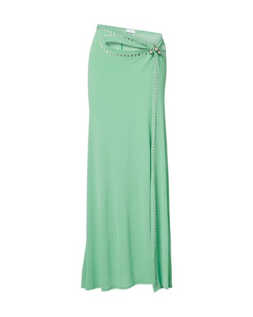 Rabanne Green Embellished Maxi Skirt