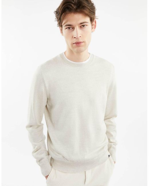 Fay White Crew-Neck Knitted Sweater for men