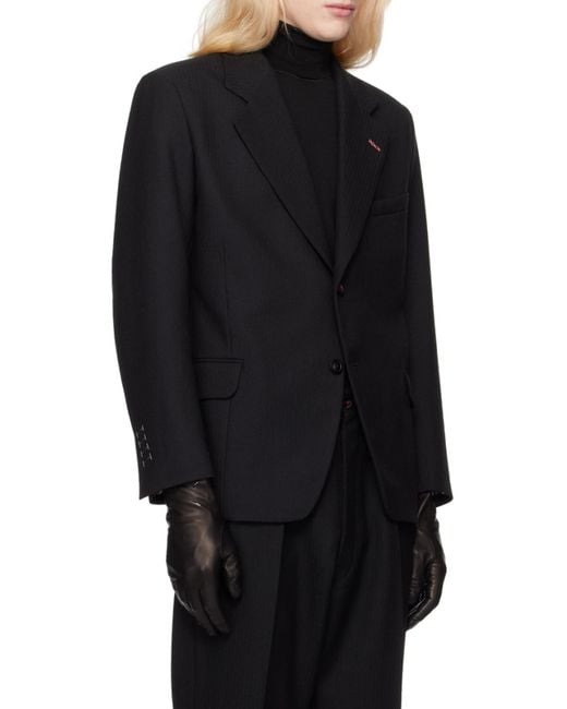 Maison Margiela Black Herringbone Single-Breasted Blazer for men