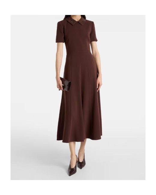 Roland Mouret Brown Embellished Cady Midi Dress