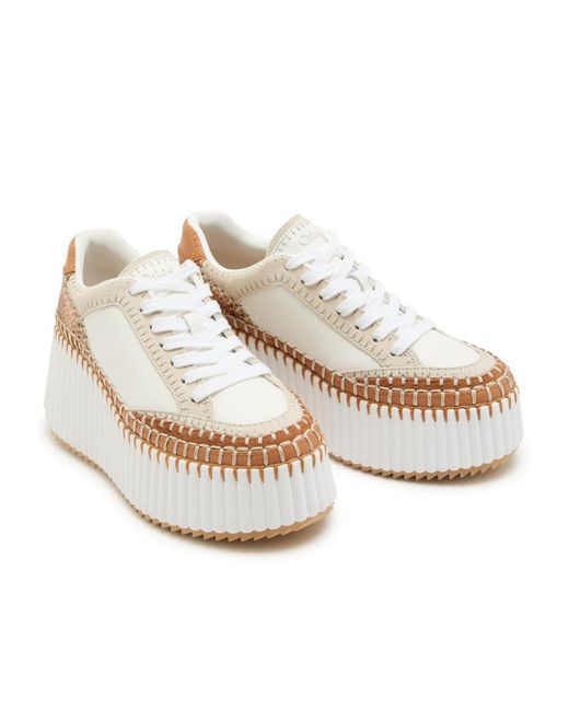 Chloé Natural Leather Platform Sneakers