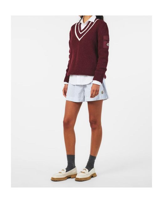 Moncler White Logo Striped Shorts