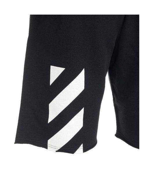 Off-White c/o Virgil Abloh Black Logo-Print Cotton Track Shorts for men