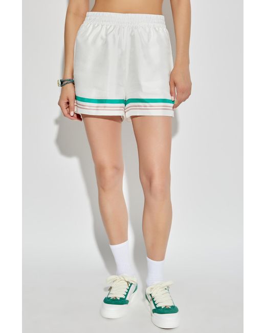 Casablanca Blue Silk Striped Shorts