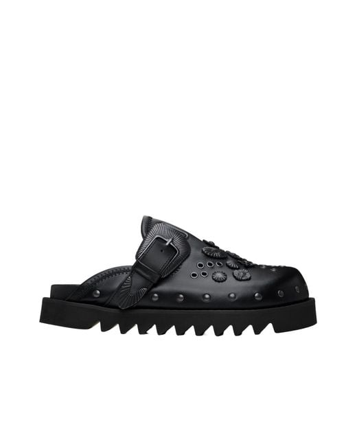 Toga Virilis Black Round Toe Flat Mules for men