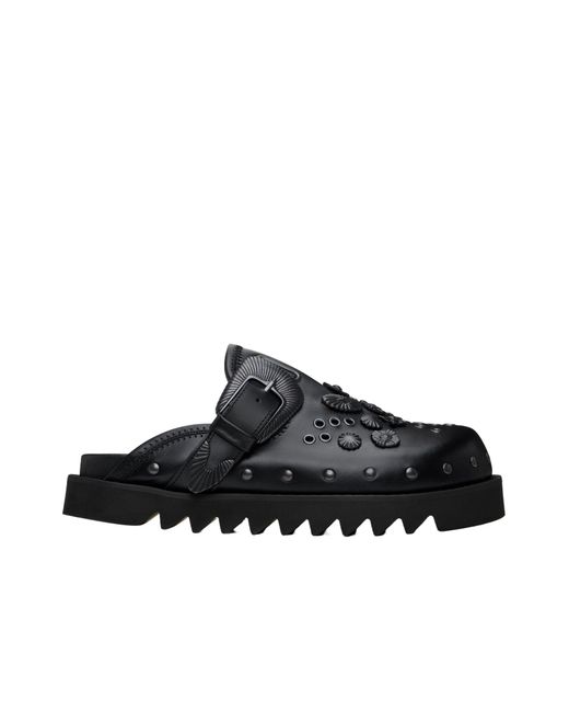 Toga Virilis Black Round Toe Flat Mules for men