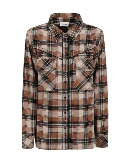 P.A.R.O.S.H. Brown P.A.R.O..H. Checked Cowboy Shirt