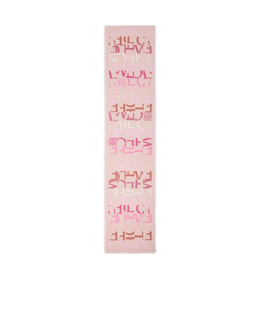 Loewe Pink Logo-Pattern Frayed Edge Scarf