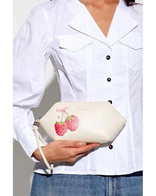 Ganni Pink Bou Printed Pouch Bag