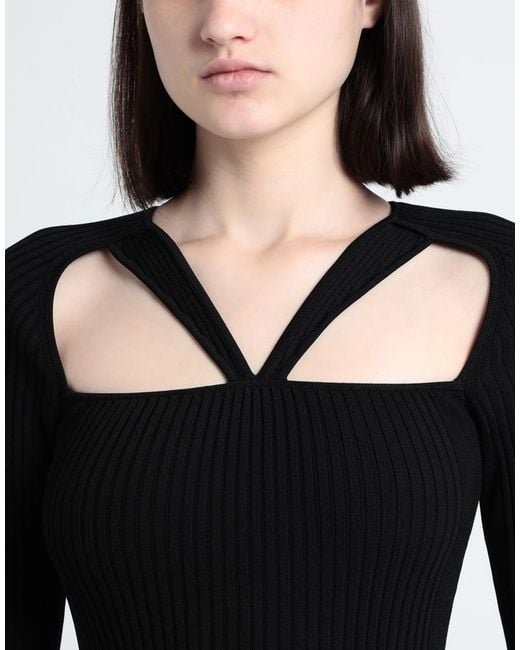 Ganni Black Solid Knit Dress