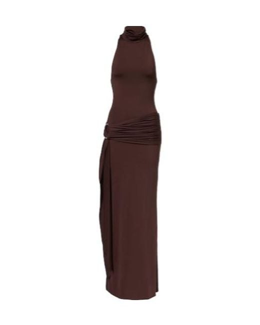 De La Vali Brown Aidana Draped Jersey Maxi Dress