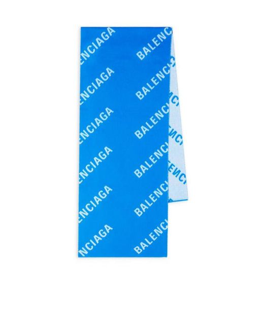 Balenciaga Blue All-Over Logo Scarf