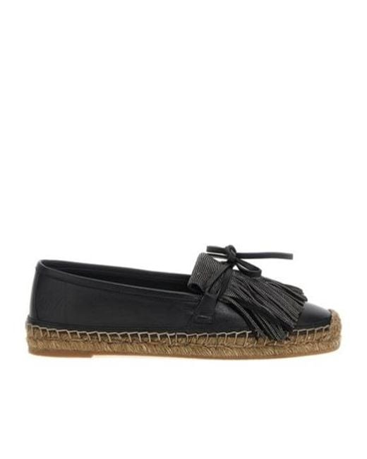 Brunello Cucinelli Black Ramile Fringed Espadrilles