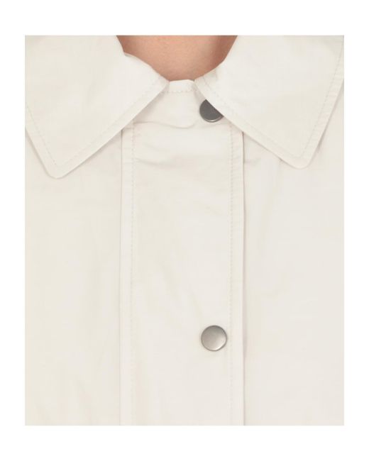 Brunello Cucinelli White Single-Breasted Straight Hem Coat