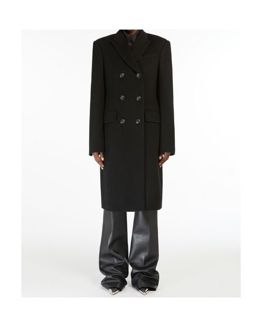 Sportmax Black Double-Breasted Wool Coat