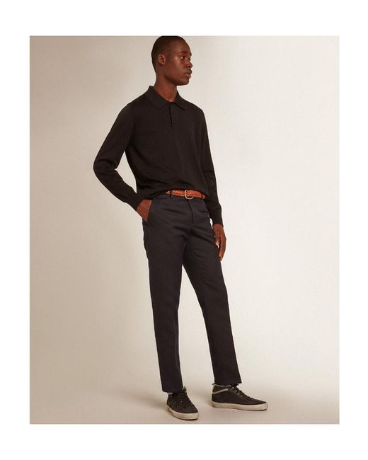 Golden Goose Deluxe Brand Black Logo Patch Polo Shirt for men
