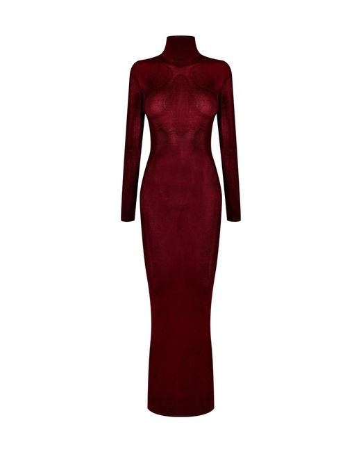 Self-Portrait Red Knitted Long Dress
