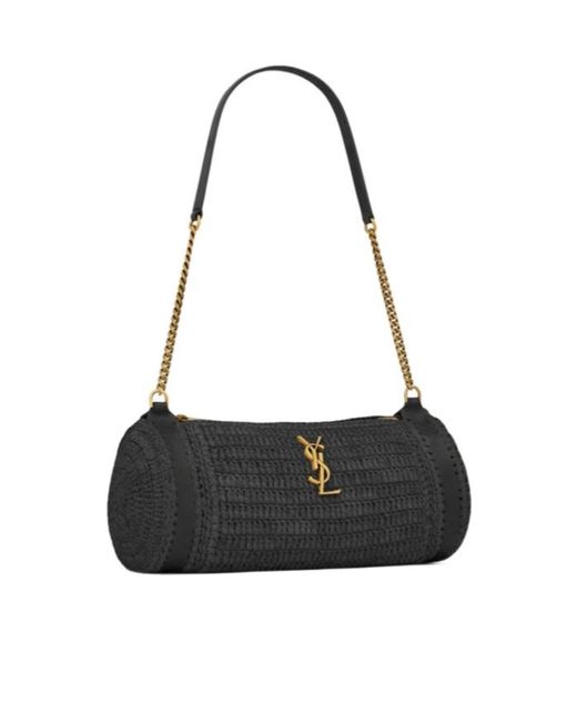 Saint Laurent Black Cassandre Small Cylindric Bag