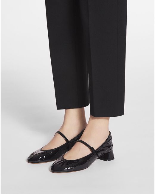 Lanvin Black Wedge-Heel Buckle-Strap Ballerinas