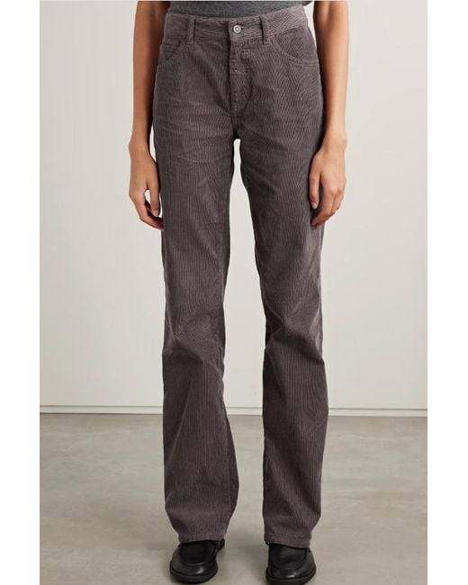 The Row Brown Carlyl Corduroy Low-Rise Straight Trousers