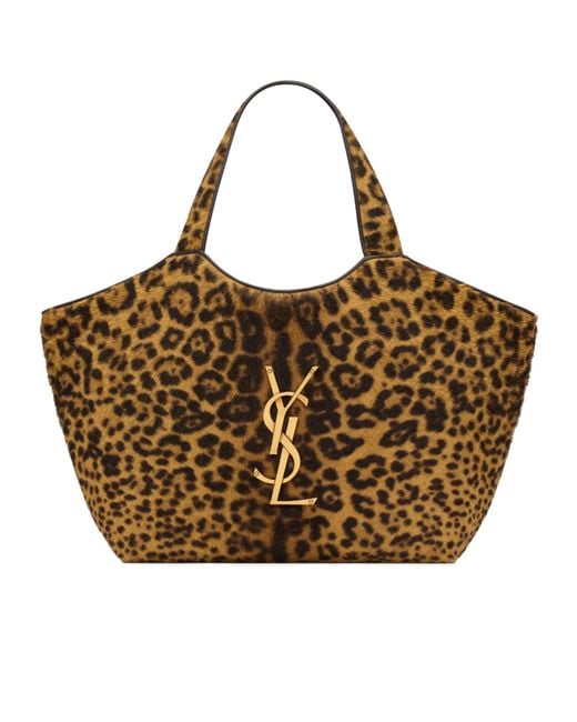 Saint Laurent Brown Animal-Print Tote Bag