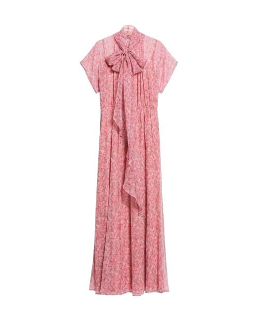 Max Mara Pink Pleated Print Dress