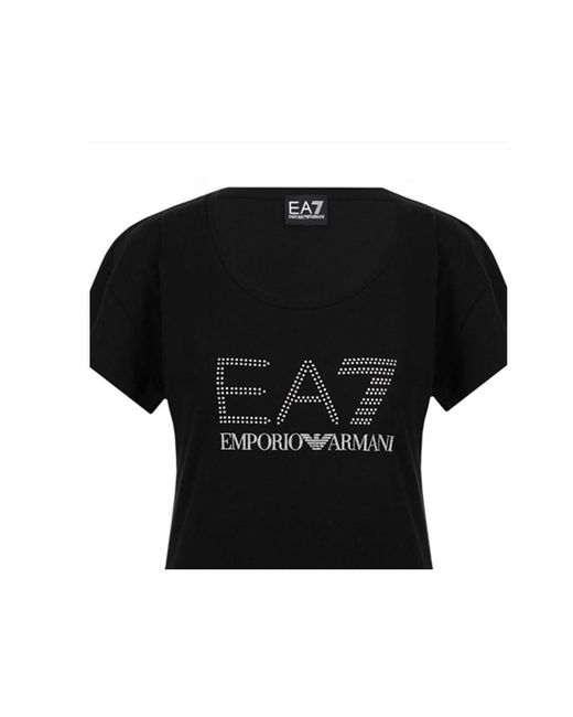 EA7 Black T-Shirt With Round Neck And Short Sleeves