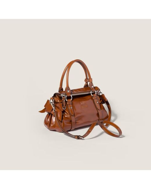 Miu Miu Brown Shiny Leather Top-Handle Bag