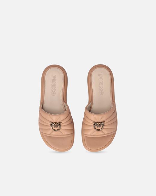 Pinko Brown Fiona 03 Logo Appliqué Slippers