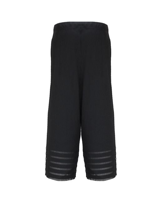 Pleats Please Issey Miyake Black Pleats Please Issey Miyake Fringed Edge Trousers