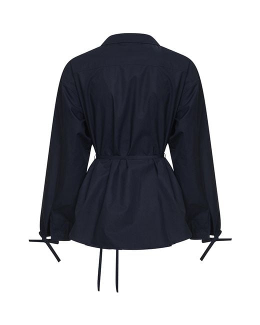 Moncler Blue Logo Patch Zipped Shirt Jacket