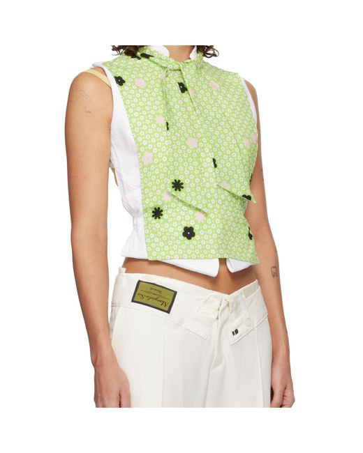 MM6 by Maison Margiela Green Floral Scarf-Detailed Top
