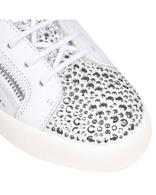 Giuseppe Zanotti White Casual Sneaker With Drill And Lace