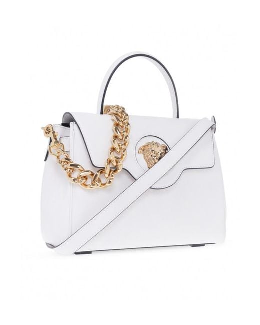 Versace White La Medusa Medium Shoulder Bag