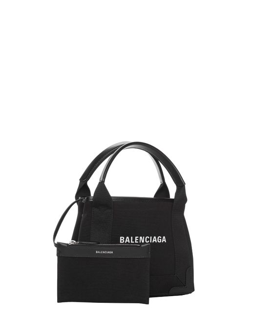 Balenciaga Black Small Cabas Logo Print Tote Bag