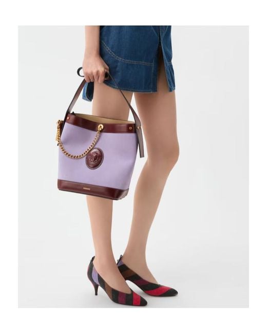 Versace Purple Pivot Small Bucket Bag