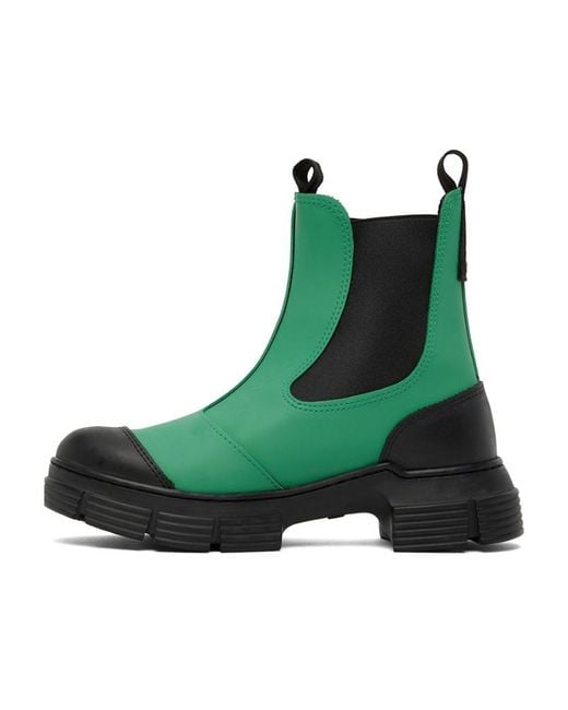 Ganni Green Chunky Slip-On Boots